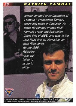 1994 Futera Adelaide F1 Grand Prix #26 Patrick Tambay Back
