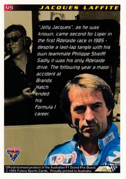 1994 Futera Adelaide F1 Grand Prix #45 Jacques Laffite Back