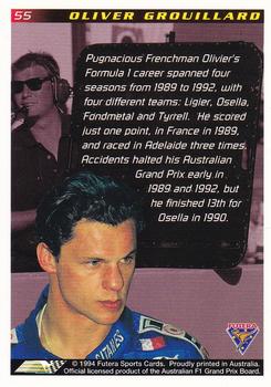 1994 Futera Adelaide F1 Grand Prix #55 Olivier Grouillard Back