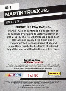 2016 Panini Instant NASCAR #3 Martin Truex Jr. Back