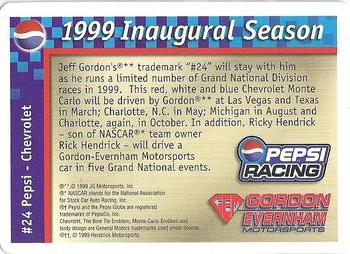 1999 Pepsi Gordon Evernham Inaugural Season #NNO #24 Pepsi Chevrolet Back