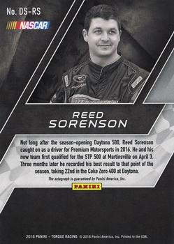 2016 Panini Torque - Driver Scripts Green #DS-RS Reed Sorenson Back