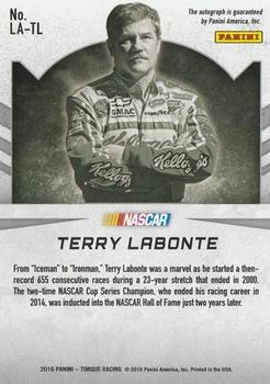 2016 Panini Torque - Legendary Autographs #LA-TL Terry Labonte Back