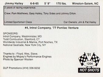 1991 Hot Shots #1204 Jimmy Hailey Back