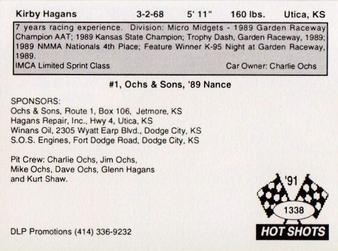 1991 Hot Shots #1338 Kirby Hagans Back