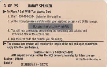 1996 Assets - $2 Phone Cards #3 Jimmy Spencer Back