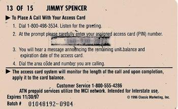 1996 Assets - $5 Phone Cards #13 Jimmy Spencer Back