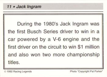 1992 Racing Legends Jack Ingram #11 Jack Ingram Back