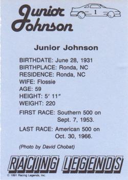 1991 Racing Legends Junior Johnson #1 Junior Johnson Back