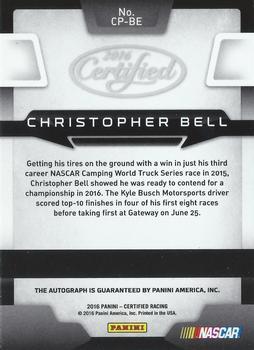 2016 Panini Certified - Certified Potential Signatures Mirror Black #CP-BE Christopher Bell Back