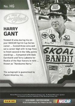 2016 Panini Certified - Certified Signatures Mirror Blue #HG Harry Gant Back