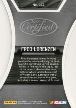 2016 Panini Certified - Legends #L14 Fred Lorenzen Back