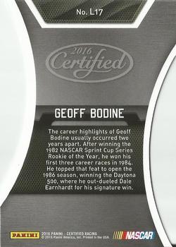 2016 Panini Certified - Legends #L17 Geoff Bodine Back