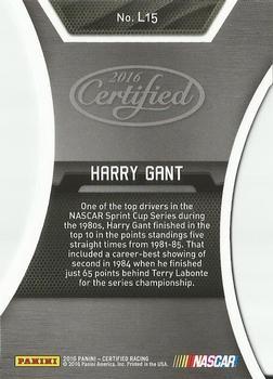 2016 Panini Certified - Legends Mirror Gold #L15 Harry Gant Back
