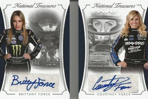 2016 Panini National Treasures - Dual Signature Booklets #DS-FS Brittany Force / Courtney Force Front