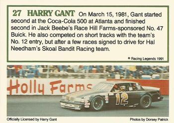 1991 Racing Legends Harry Gant #27 Harry Gant Back