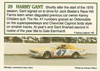 1991 Racing Legends Harry Gant #29 Harry Gant Back