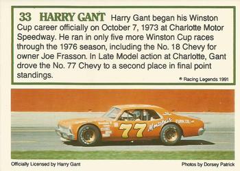 1991 Racing Legends Harry Gant #33 Harry Gant Back