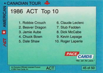 1992 Pace American-Canadian Tour - Sample #45 Roger Laperle / Yvon Bedard Back