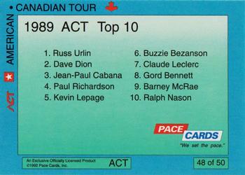 1992 Pace American-Canadian Tour - Sample #48 Yvon Bedard Back