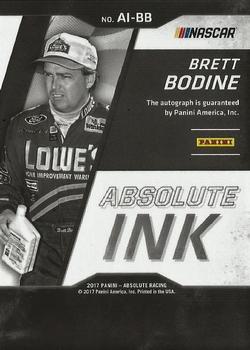 2017 Panini Absolute - Absolute Ink #AI-BB Brett Bodine Back