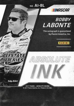 2017 Panini Absolute - Absolute Ink #AI-BL Bobby Labonte Back