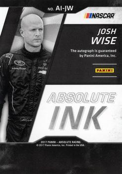 2017 Panini Absolute - Absolute Ink Spectrum Blue #AI-JW Josh Wise Back