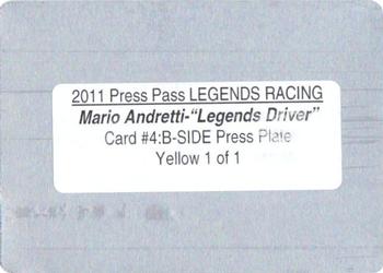 2011 Press Pass Legends - Press Plates Yellow Back #4 Mario Andretti Back