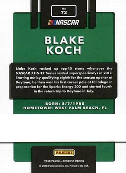 2018 Donruss #72 Blake Koch Back