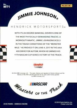 2018 Donruss - Masters of the Track Cracked Ice #MT1 Jimmie Johnson Back