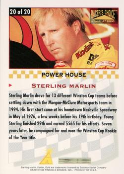 1996 Pinnacle Racer's Choice - Racer's Review #20 Sterling Marlin Back