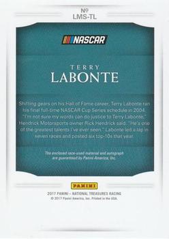 2017 Panini National Treasures - Legendary Material Signatures Holo Gold #LMS-TL Terry Labonte Back