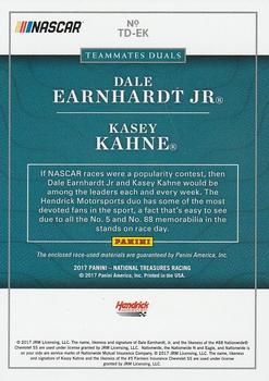 2017 Panini National Treasures - Teammates Duals #TD-EK Dale Earnhardt Jr. / Kasey Kahne Back