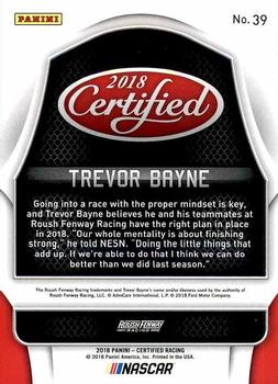2018 Panini Certified #39 Trevor Bayne Back
