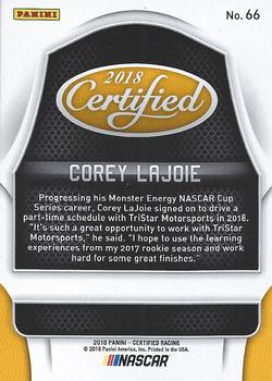 2018 Panini Certified - Orange #66 Corey LaJoie Back