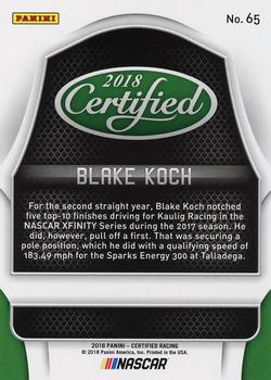 2018 Panini Certified - Red #65 Blake Koch Back