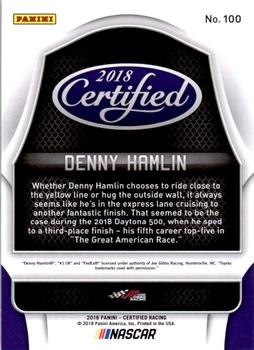 2018 Panini Certified - Red #100 Denny Hamlin Back