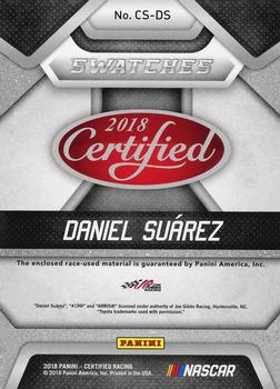 2018 Panini Certified - Cup Swatches Black #CS-DS Daniel Suarez Back
