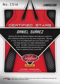2018 Panini Certified - Certified Stars Black #CS16 Daniel Suarez Back