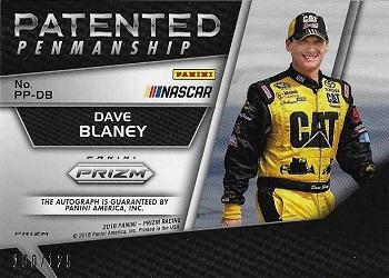 2018 Panini Prizm - Patented Penmanship Red White and Blue Prizm #PP-DB Dave Blaney Back