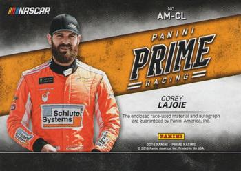 2018 Panini Prime - Autograph Materials #AM-CL Corey LaJoie Back