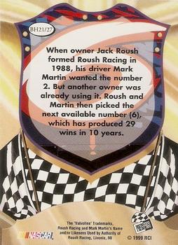 1999 Press Pass Premium - Badge of Honor #BH21 Mark Martin's Car Back