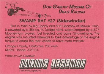 1991 Racing Legends Don Garlits' Museum of Drag Racing #6 Swamp Rat #27 Back