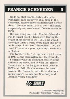 1992 Traks Dirt Hall of Fame #9 Frankie Schneider Back