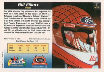 1994 Maxx Case #11 Bill Elliott Back