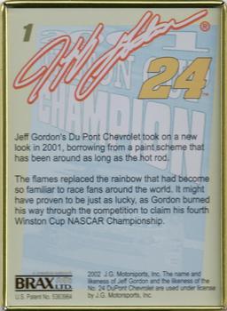 2002 Brax Jeff Gordon #1 Jeff Gordon Back