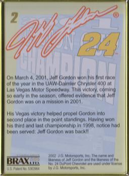 2002 Brax Jeff Gordon #2 Jeff Gordon Back