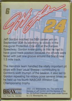 2002 Brax Jeff Gordon #6 Jeff Gordon Back