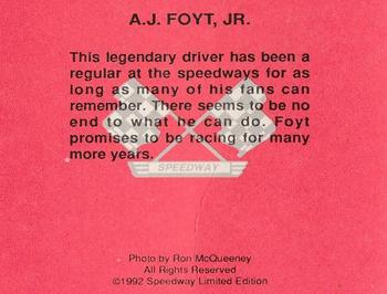 1992 Speedway Limited Edition Number 2 #NNO A.J. Foyt Back