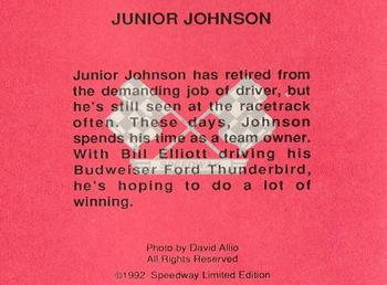 1992 Speedway Limited Edition Number 2 #NNO Junior Johnson Back